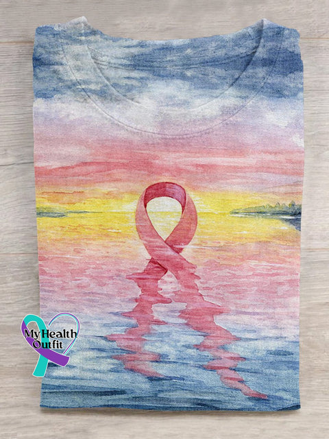 Pink October Breast Art T-Shirt Colorful / S