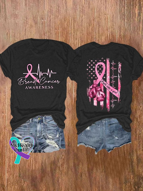 Pink October Breast Cancer Art T-Shirt Black / S