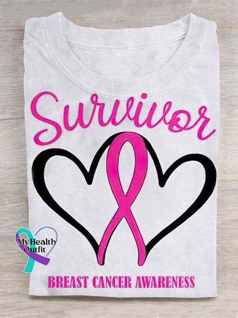 Pink October Breast Cancer Art T-Shirt White / S