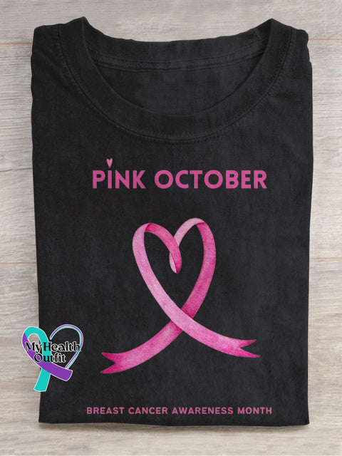 Pi̇nk October Breast Cancer Awareness Month T-Shirt Black / S
