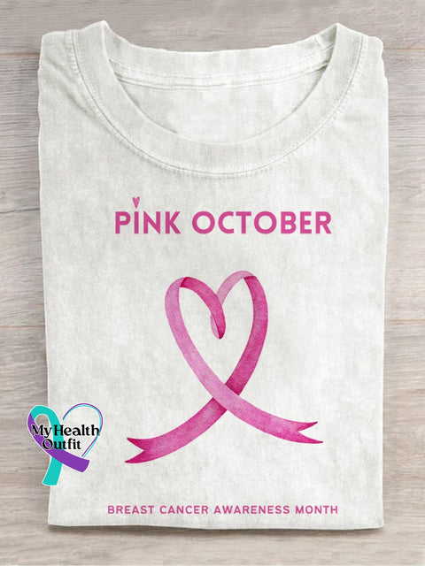 Pi̇nk October Breast Cancer Awareness Month T-Shirt White / S