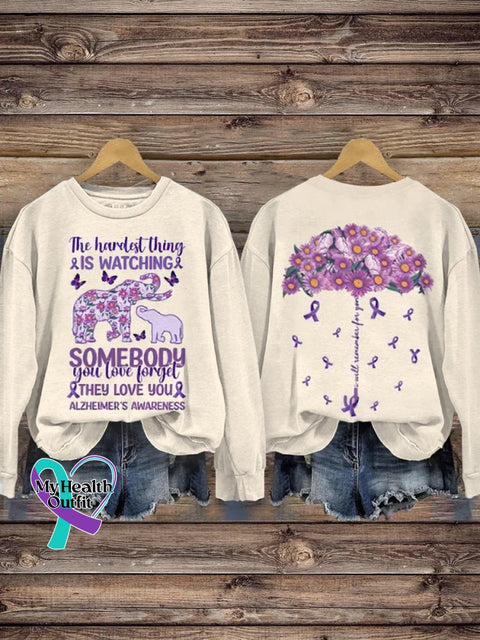 Pink October Breast Cancer Casual Sweatshirt White / S