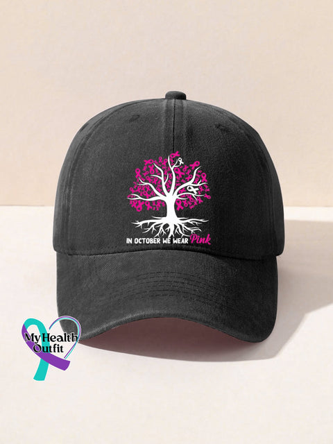 Pink October Breast Cancer Hat Black / One-Size