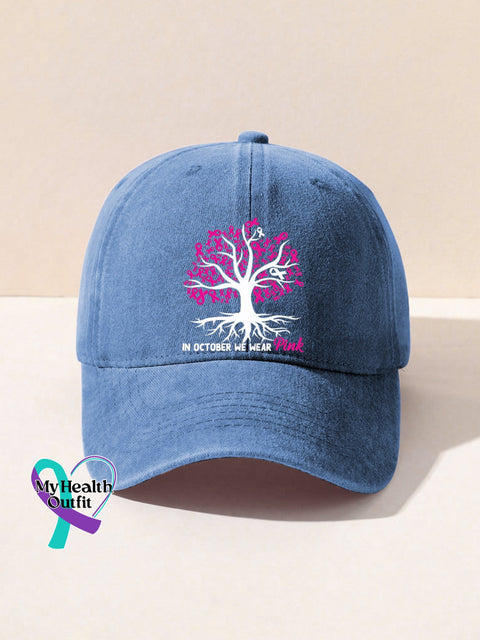 Pink October Breast Cancer Hat Light Blue / One-Size