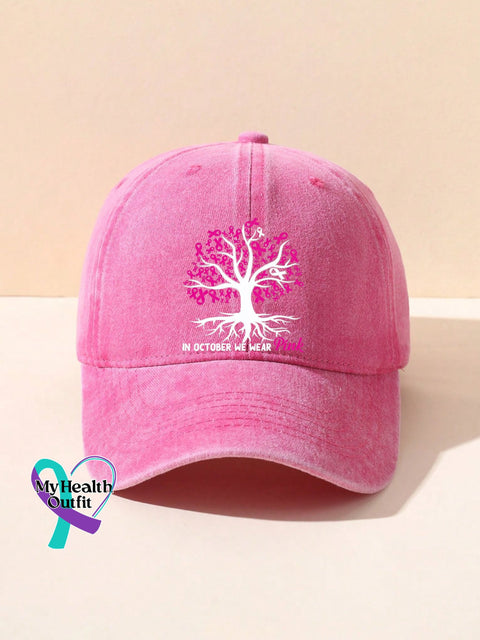 Pink October Breast Cancer Hat Pink / One-Size
