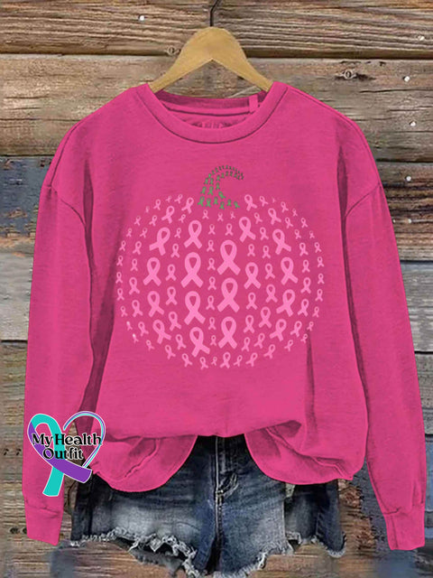 Pink Pumpkin Breast Cancer Awareness Art Print Casual Sweatshirt Pink / S