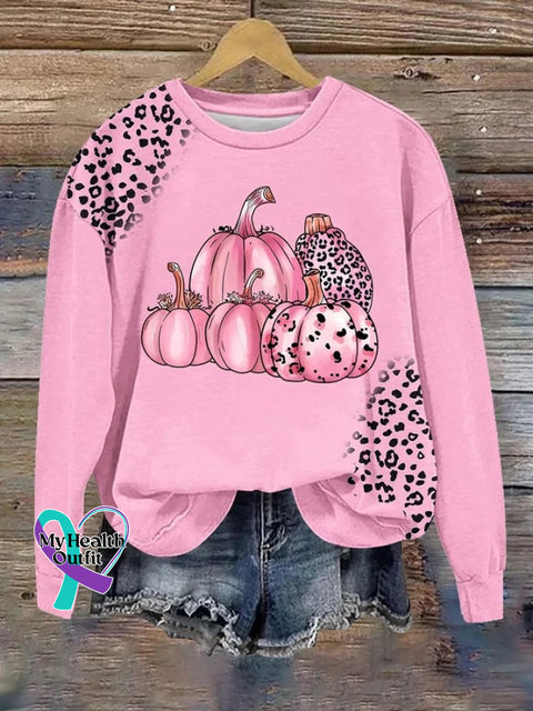 Pink Pumpkin Breast Cancer Awareness Art Print Casual Sweatshirt Pink / S