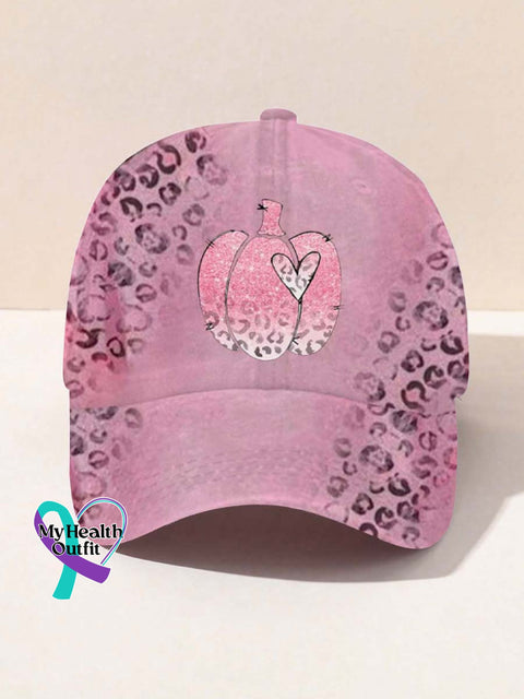 Pink Pumpkin Breast Cancer Awareness Pattern Art Print Hats Pink / Onesize
