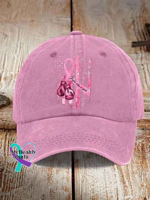 Pink Ribbon Breast Cancer Awareness Print Hats / Onesize