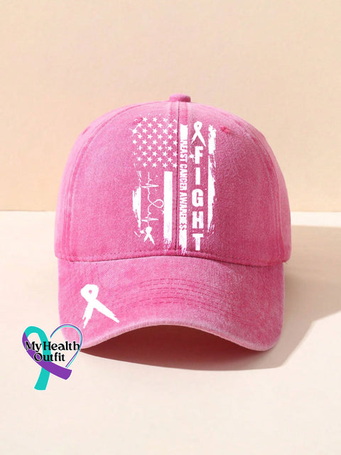 Pink Ribbon Breast Cancer Awareness Print Hats / Onesize