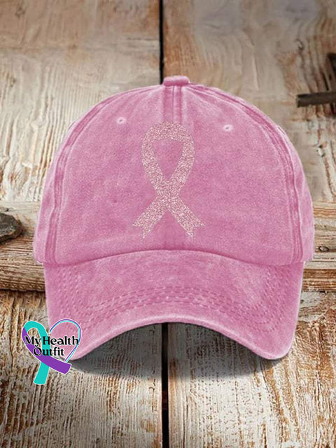 Pink Ribbon Breast Cancer Awareness Print Hats / Onesize