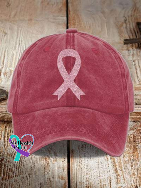 Pink Ribbon Breast Cancer Awareness Print Hats Red / Onesize