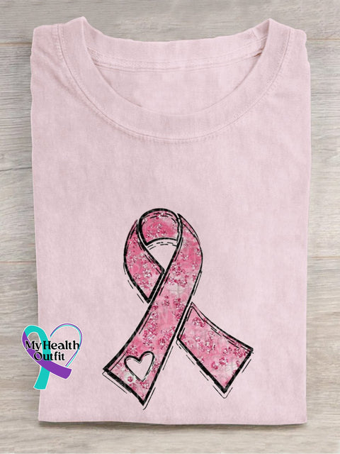 Pink Ribbon Breast Cancer Awareness Warrior Supporter T-Shirt Pink / S