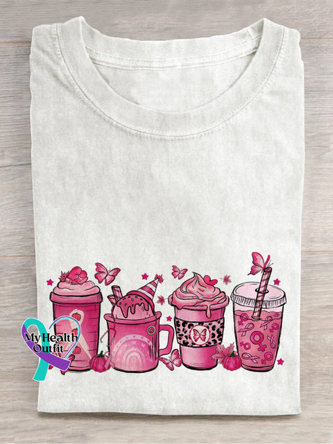 Pink Ribbon Breast Cancer Awareness Warrior Supporter T-Shirt White / S