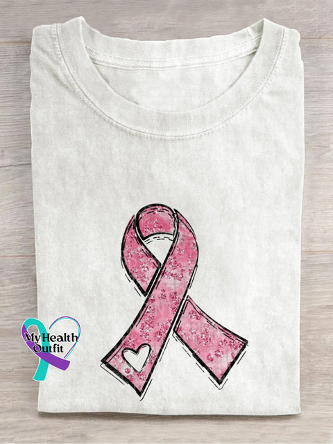 Pink Ribbon Breast Cancer Awareness Warrior Supporter T-Shirt White / S