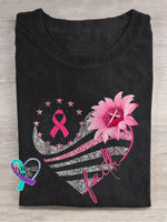 Pink Ribbon Breast Cancer Faith T-Shirt Black / S