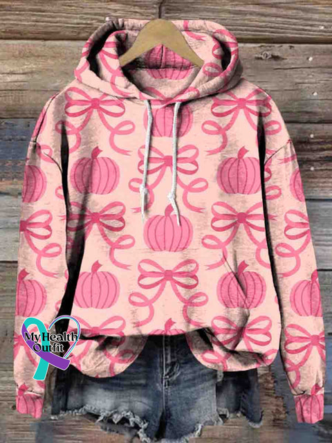 Pink Ribbon Pumpkin Breast Cancer Awareness Art Casual Sweatshirt Multicolor / S