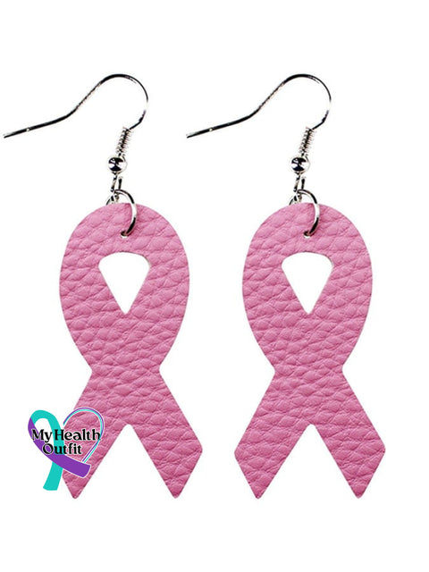 Pink Ribbon Slogan Earrings Picture 1 / One-Size