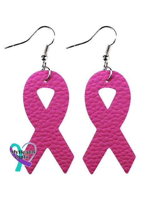Pink Ribbon Slogan Earrings Picture 2 / One-Size