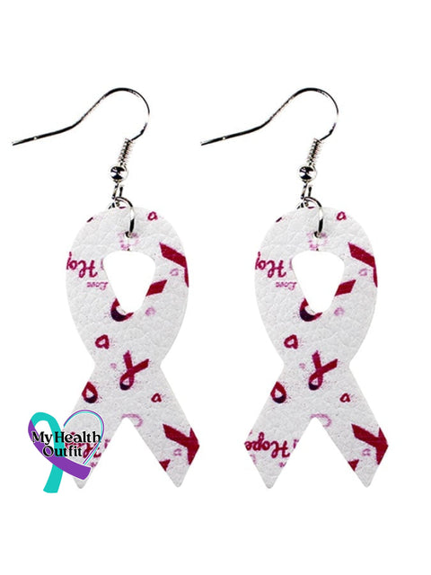 Pink Ribbon Slogan Earrings Picture 3 / One-Size