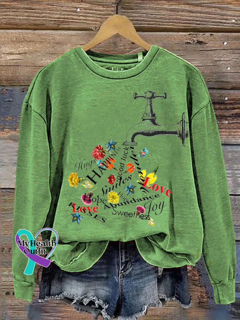 Plumbing Love Joy Kindness Peace Printed Casual Sweatshirt Green / S