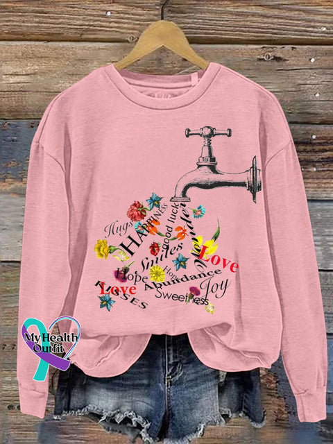 Plumbing Love Joy Kindness Peace Printed Casual Sweatshirt Pink / S