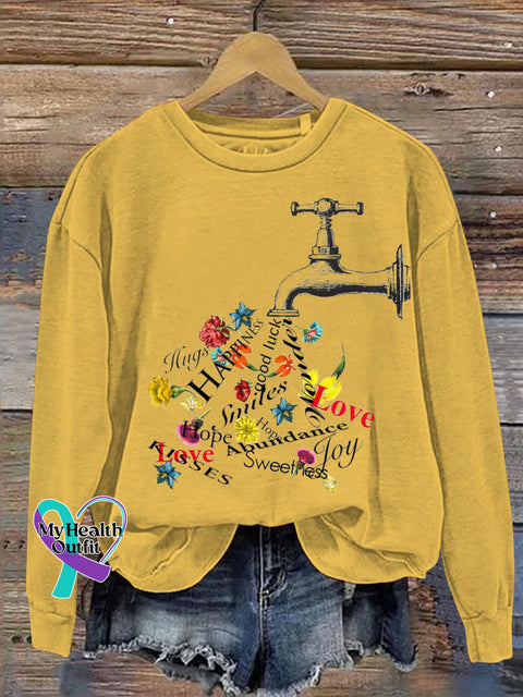 Plumbing Love Joy Kindness Peace Printed Casual Sweatshirt Yellow / S