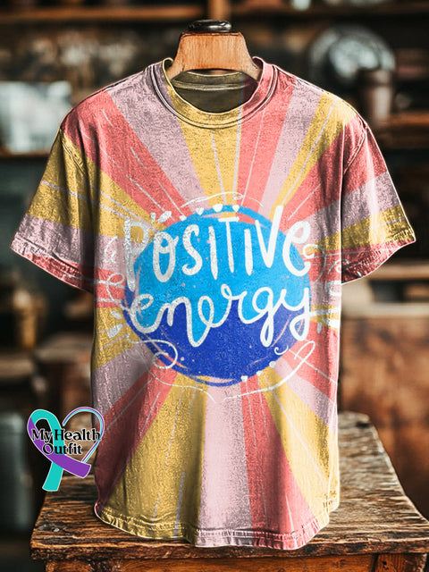 Positive Energy Printed Casual Round Neck Short Sleeve T-Shirt Multicolor / S