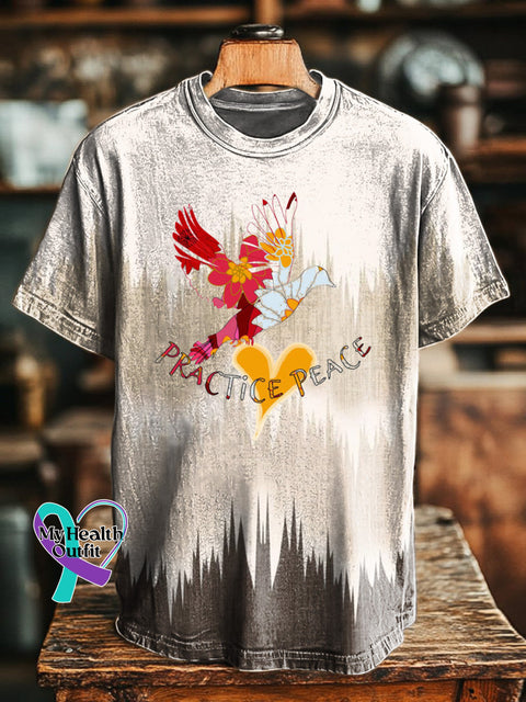 Practice Peace Printed Casual Crew Neck Short Sleeve T-Shirt Multicolor / S