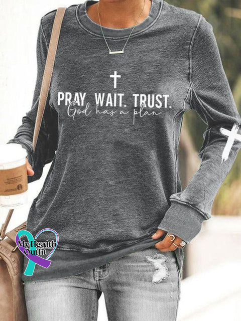 Pray Wait. Trust. God Has A Plan T-Shirt Multicolor / S
