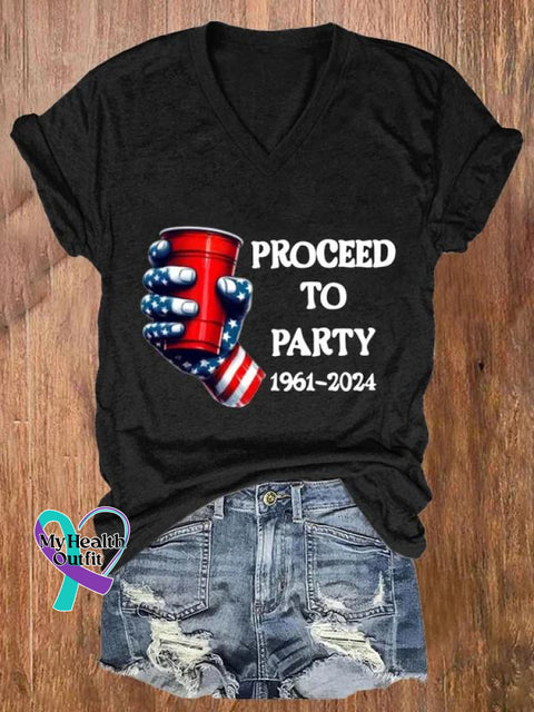 Proceed To Party Art Casual T-Shirt Black / S