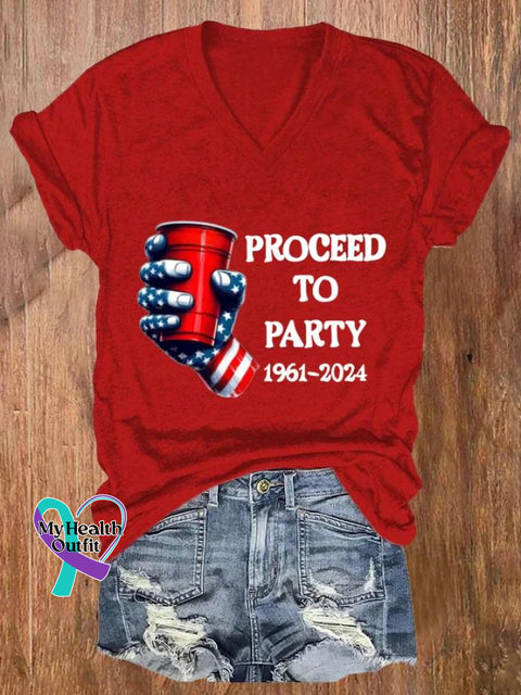Proceed To Party Art Casual T-Shirt Red / S