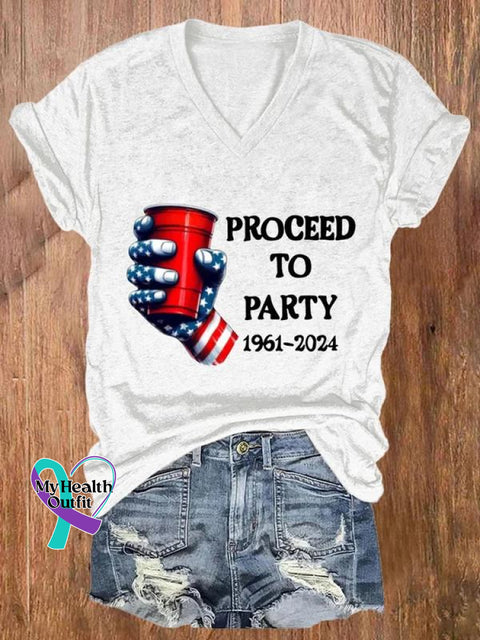 Proceed To Party Art Casual T-Shirt White / S