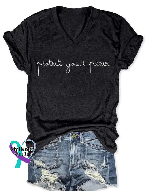 Protect Your Peace Print T-Shirt Black / S