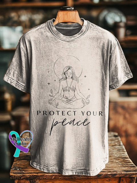 Protect Your Peace Printed Casual Crew Neck Short Sleeve T-Shirt Multicolor / S