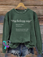 Psychology Says Art Print Pattern Casual Sweatshirt Green / S