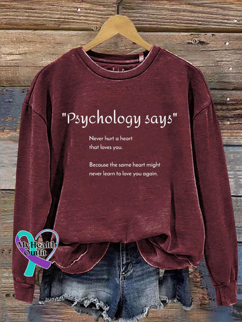 Psychology Says Art Print Pattern Casual Sweatshirt Red / S