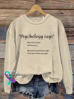 Psychology Says Art Print Pattern Casual Sweatshirt Sand / S