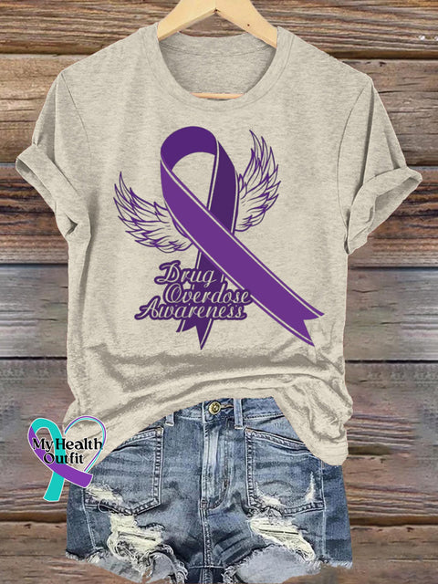 Purple Awareness Short Sleeve Casual t-Shirt Beige / S