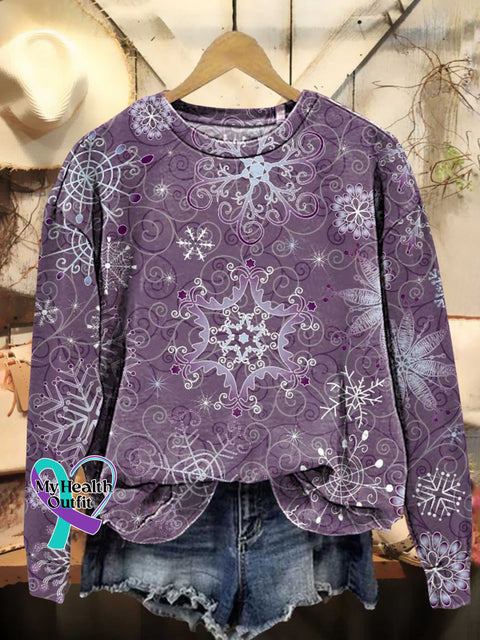 Purple Christmas Snowflakes Casual Sweatshirt Multicolor / S