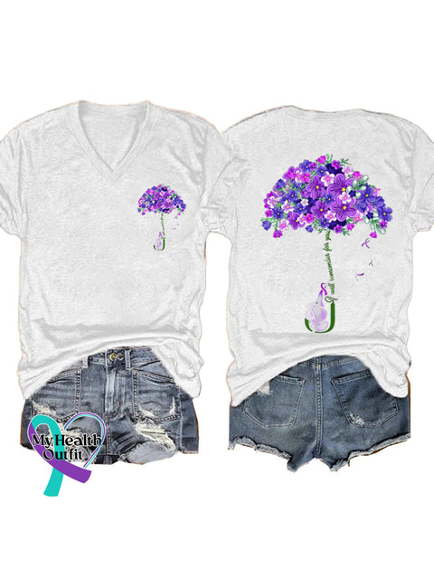 Purple Flower Umbrella Short Sleeve Casual t-Shirt White / S