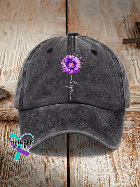 Purple Ribbon Alzheimer’s Awareness Fighter Supporter Hat Black / One-Size
