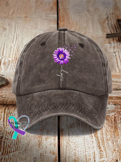 Purple Ribbon Alzheimer’s Awareness Fighter Supporter Hat Coffee / One-Size