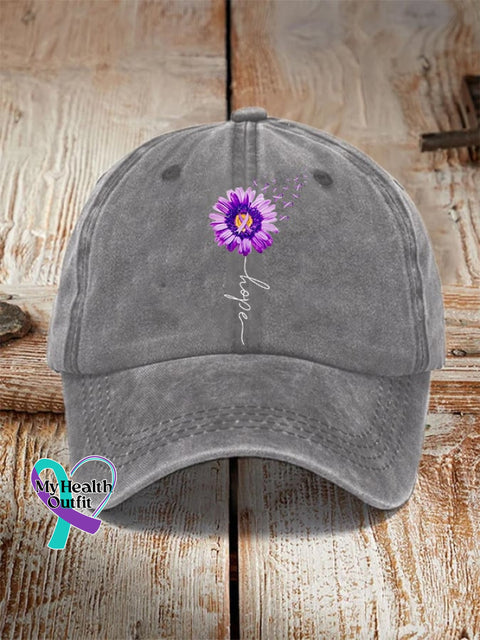 Purple Ribbon Alzheimer’s Awareness Fighter Supporter Hat Light Grey / One-Size