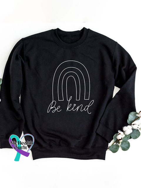 Rainbow Be Kind Suicide Prevention Mental Print Casual Sweatshirt Black / S