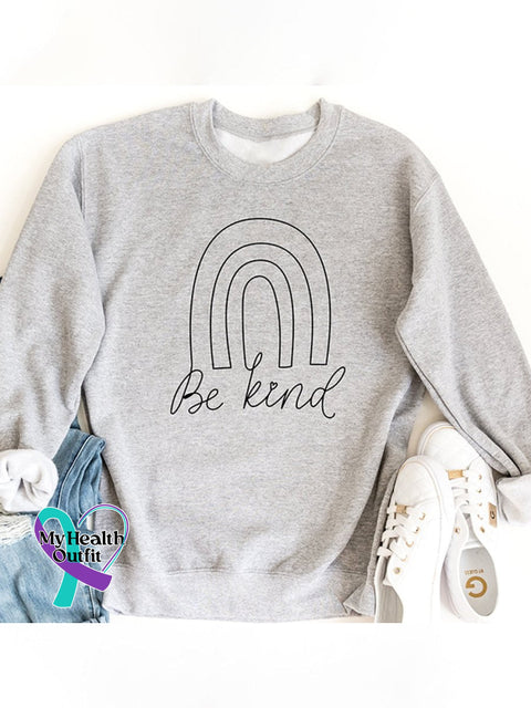 Rainbow Be Kind Suicide Prevention Mental Print Casual Sweatshirt Grey / S