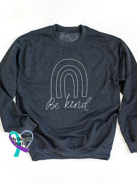 Rainbow Be Kind Suicide Prevention Mental Print Casual Sweatshirt Navyblue / S
