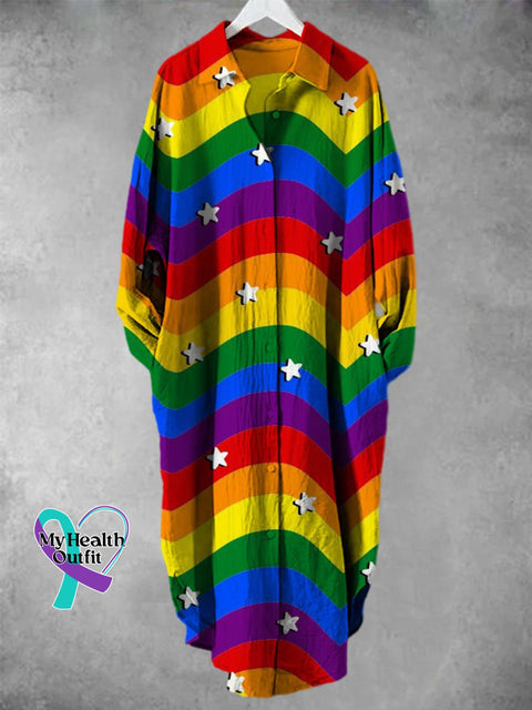 Rainbow Color Art Print Long Skirt Muilticolor / S