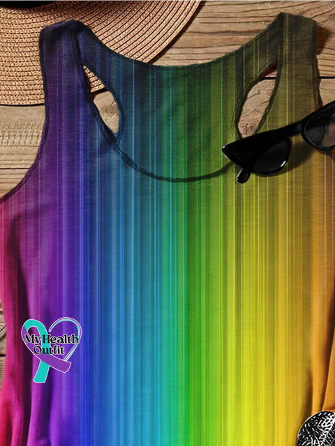 Rainbow Gradient Art Design Print Tank Top