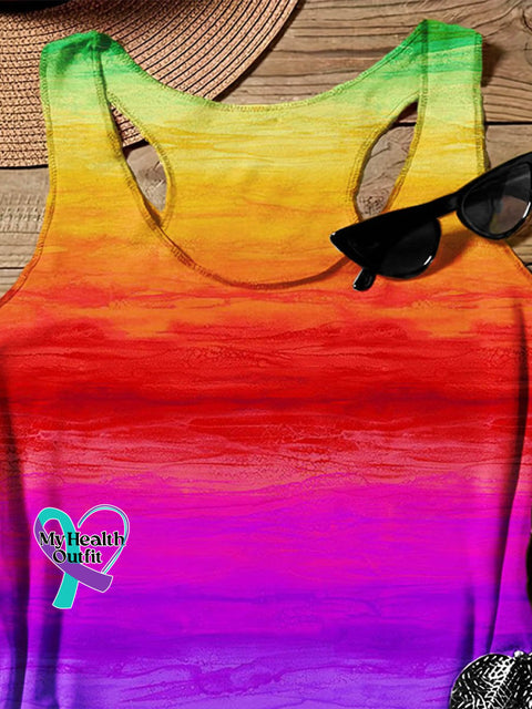 Rainbow Gradient Art Design Print Tank Top